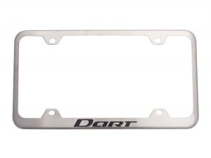 Dodge Dart License Plate Frame - Wideplate - Chrome Stainless Steel w/ Dart Logo